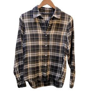 Jenni Kayne Brown and Black Plaid Lightweight Flannel button down size xs